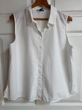 Eileen Fisher Sleeveless Button-Down Shirt - White